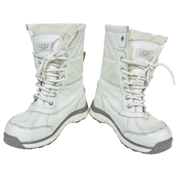 UGG Australia Adirondack III White Boots Women 6 Sherpa Fluff Waterproof Used - Picture 1 of 15